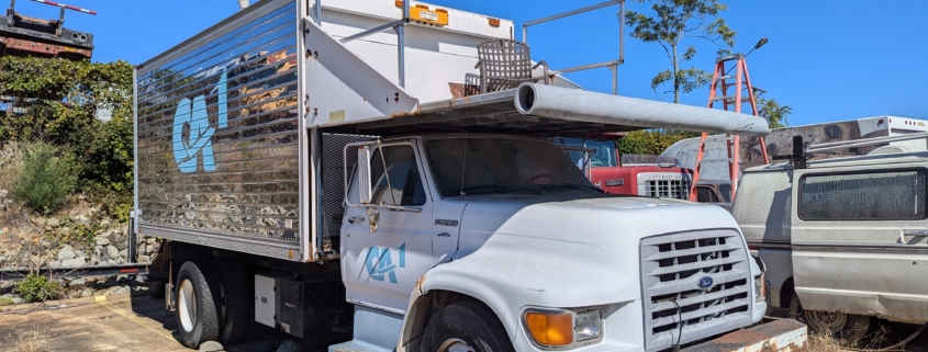 front view of airport catering truck